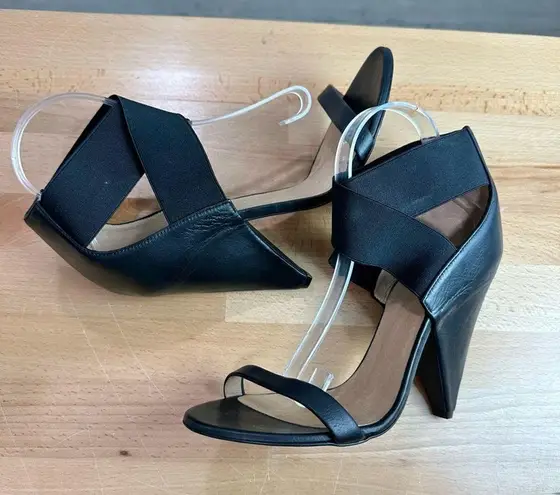 IRO Black Leather Sohak Elastic Strap Cone Heel Sandals 40