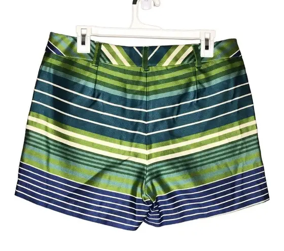 J. McLaughlin  Striped Rayon Blend Shorts Size 10 Green Blue