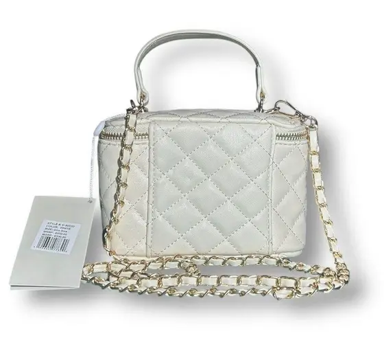 Valentino Orlandi White Quilted Vanity Bag NWT Top Handle Crossbody Chain Strap
