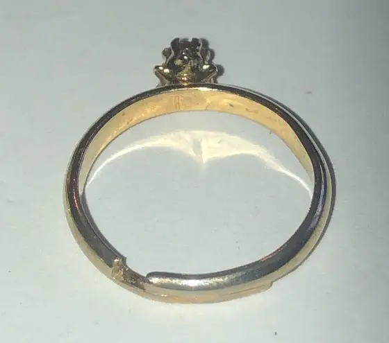 Lot of 3 Vintage Gold Tone Adjustable Rings Jade Color Pink CZ