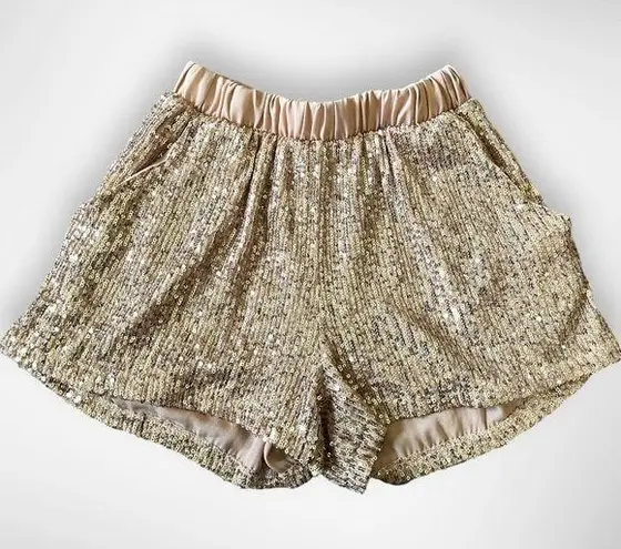 Tyche Women's Rose Gold Sequin Shorts With Pockets Small | EUC