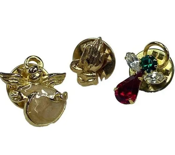 Religious Christian Tie Tack Pin Collection Jewelry Lot Angels Praying Hands