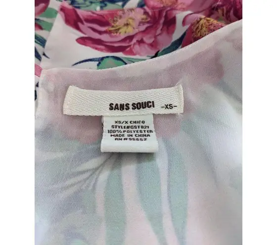 Sans Souci Pink Floral Cropped Tank Top Size XS Tropical Tank Top Floral Tank