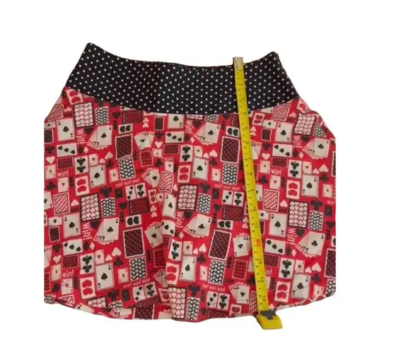 Rockabilly Skater Mini Skirt 28” Deck of Cards Casino Blackjack retro print Red Size XS