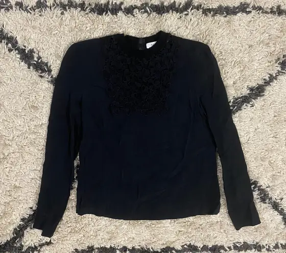A.L.C. Black Silk Long Sleeve Blouse