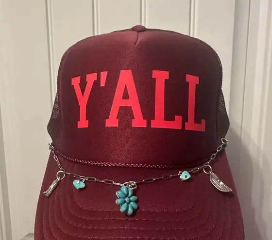 OTTO Burgundy Trucker Hat with western charms Red