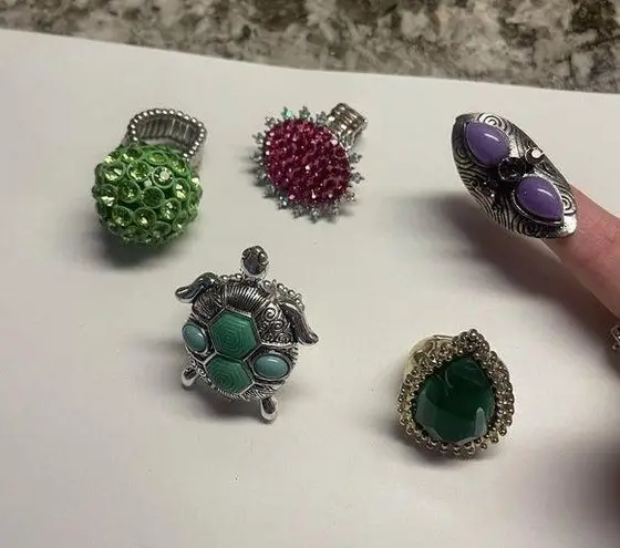 Adjustable Or Stretchy Statement Rings Lot Of 5