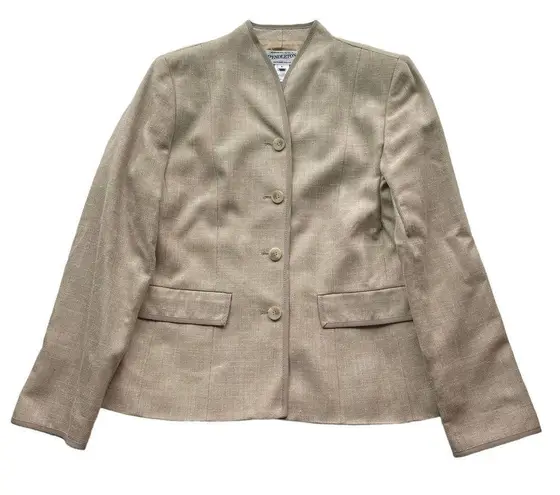 Pendleton Tweed Suit Jacket Blazer Beige Tan Size 8 Wool Silk Workwear