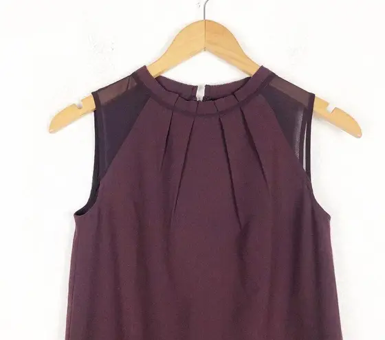 ALLSAINTS Jay Pleated Mini Dress XS Bordeaux Red Semi Sheer Casual Sleeveless