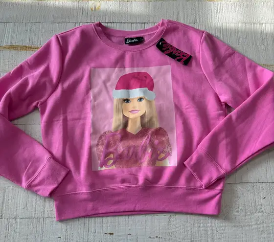 Barbie Santa Hat Christmas Sweatshirt NWT size Large Pink Crewneck