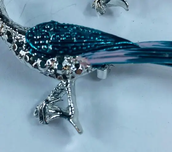 Road Runner Pin Brooch Large and Small Bird Metal Enamel Rhinestones Vintage