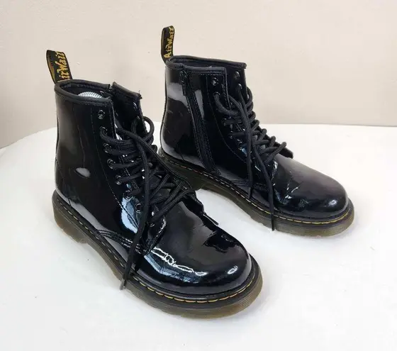 Dr. Martens  Boots Womens 5 Black Patent Leather Lace Up Combat 1460