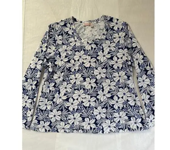 Fresh Produce Women’s Blue Floral Cotton Long Sleeve Sz 2X