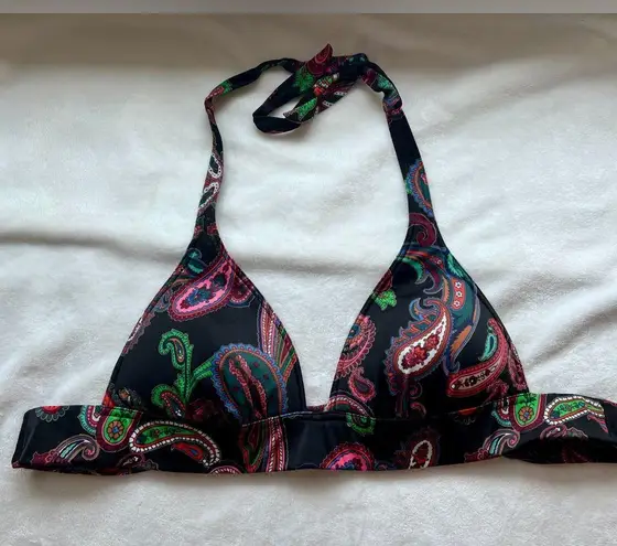 Victoria's Secret Victoria’s Secret paisley bikini top padded tie, back halter style Sz M black