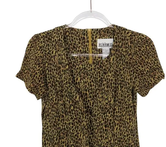 Just in Thyme 1990s Leopard Print Short Sleeve Casual Mini Dress Size 4 Small Brown