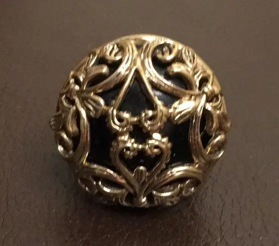 Onyx BARSE Bronze & Black Double Necklace Scroll Cage Pendant Earrings & Ring