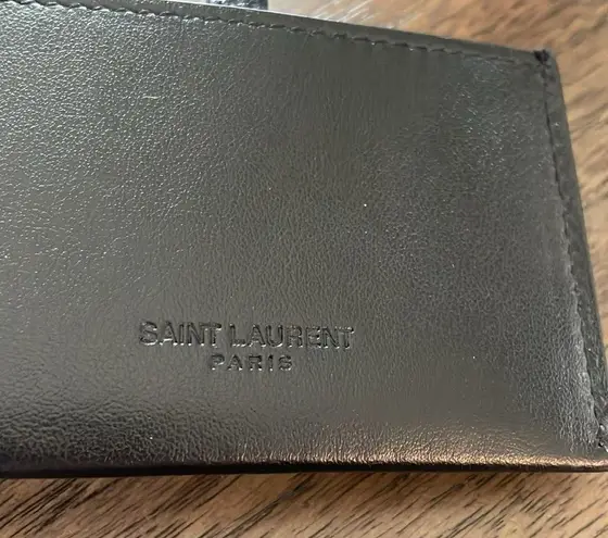 Saint Laurent  YSL Black Leather Mirror Card Holder NEW in box