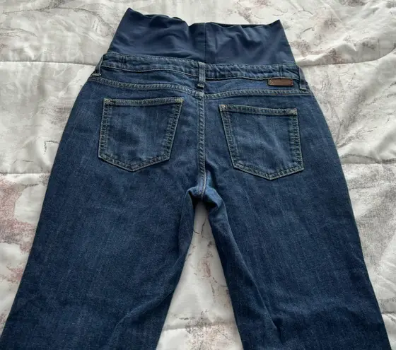 Boden USA Boden Blue Dark Wash Adjustable Straps Full Belly Panel Maternity Jeans, size 6R