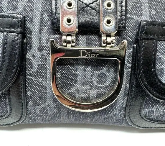 Christian Dior Vintage  Grey Denim Monogram Handbag