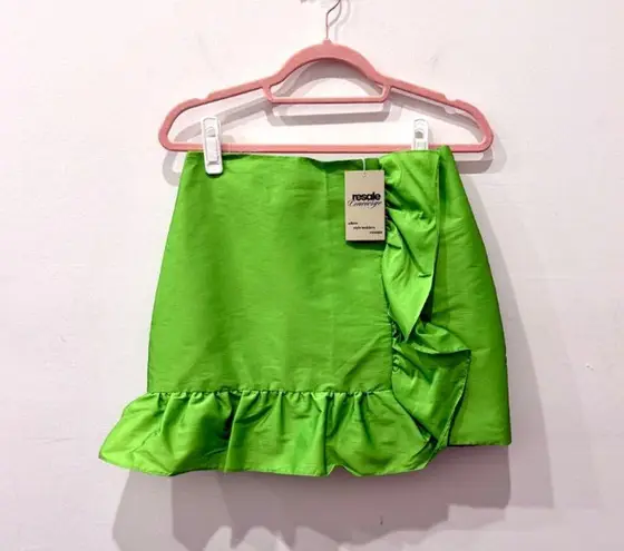 Sandro Tafetta High Waisted Ruffle Mini Skirt Bright Green Women's 38 FR / US 6