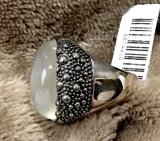 MICHAEL DAWKINS Starry Night Sterling Silver Mother of Pearl Doublet Ring Sz 10