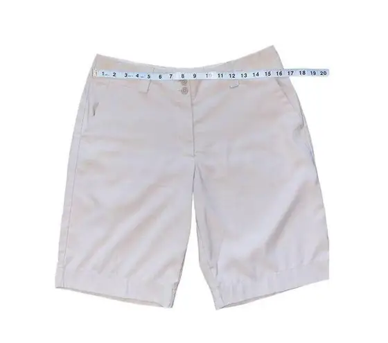 Nike Golf Dri Fit Womens Flat Front Khaki Tan Shorts Size 8 Casual Simple Active