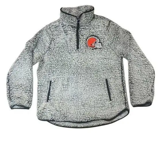 NFL Team Apparel NFL Cleveland Browns Women's Sherpa Quarter-Zip Pullover Jacket, Medium