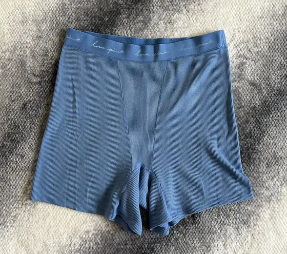 PINK Victoria's Secret Waffle Knit Boxer Blue Sleep Lounge Hi Rise Shorts XL