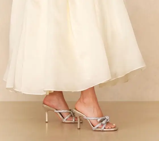 Loeffler Randall Margi Cappuccino Rhinestone Embellished Bow Heel Size 10