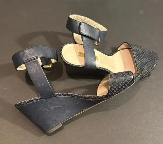 Louise et Cie Navy Blue Strappy Wedge Heel Sandals size 9