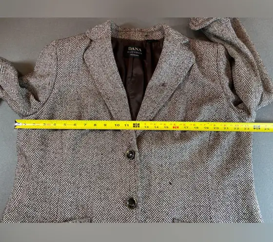 Dana Buchman Women Brown Herringbone Tweed Suit Jacket & Pants Wool size 14 & 16