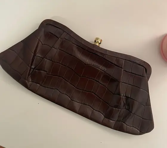 Banana Republic Genuine Leather Croc Clutch Purse