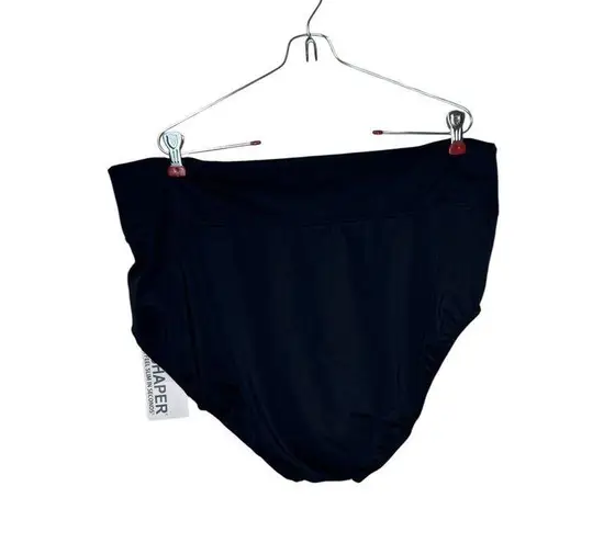 Trim Shaper Women Bikini Bottom Yoke Top Brief High Waist Slimming Black 20W NWT