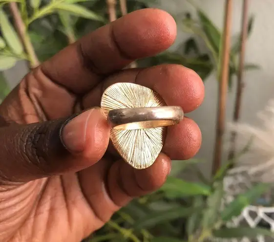 Park Lane Boca Gold band white crystals asymmetrical ring