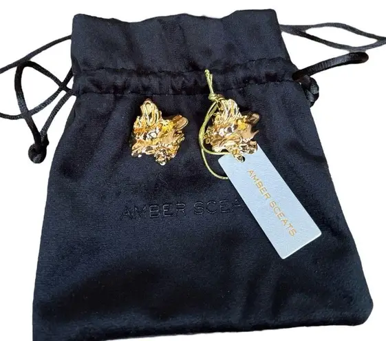 NWT Women's Amber Sceats Reese Sculptural 24K Gold Plated Earrings