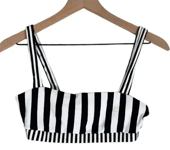 ONIA Women's Zoe Bikini Swim Top in Black and White Stripes Size Medium NWT