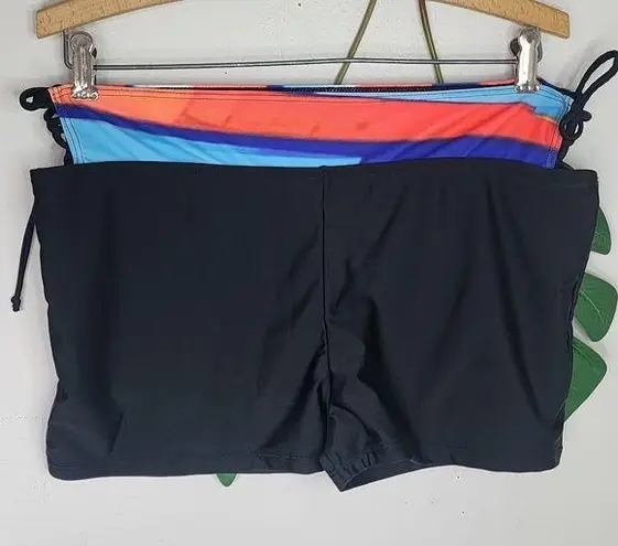 Black with Tie Dye Side Tie Swim Shorts NWOT Size XL
