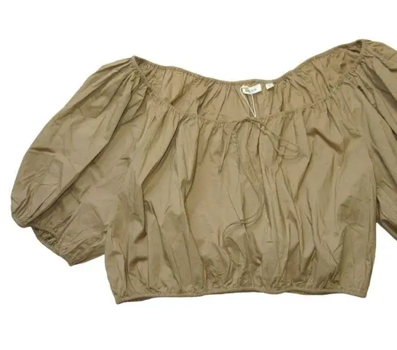 NWT DOEN Topaz Top in Prairie Sands Cotton Puff Sleeve Crop Peasant Blouse L Size L