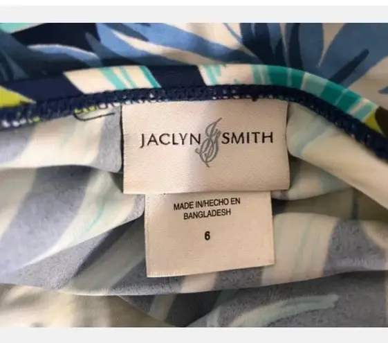 Jaclyn Smith Swimwear Sz 6 Adorable Tankini Top Blue Tropical Print