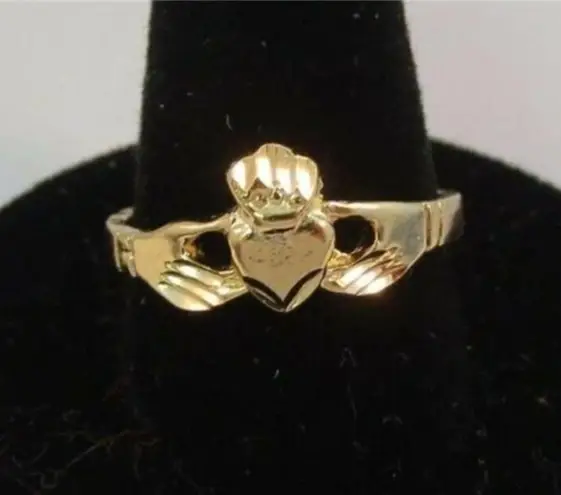 (Size 1) 14KT Gold EP Claddagh Irish Celtic Wedding Ring