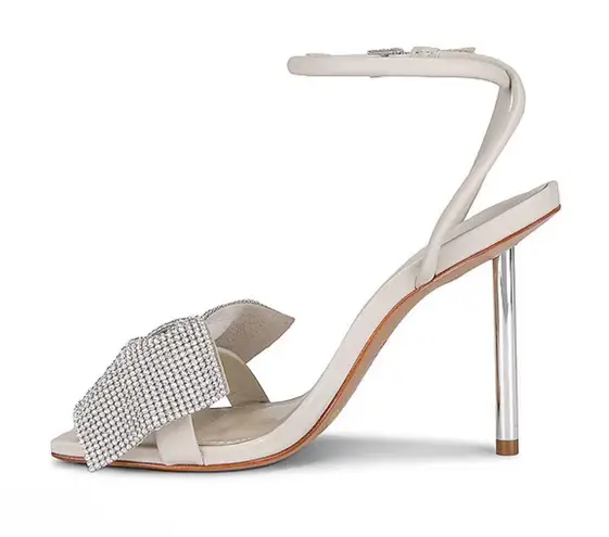 Schutz NEW NIB Mila Rhinestone Bow Heel Sandal In Pearl