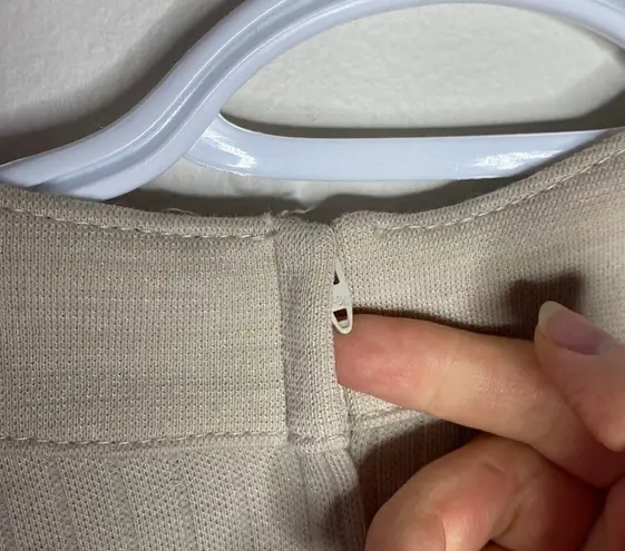 Vintage Butte Knit nude wool blend minimalist ribbed dress with button placket Size L