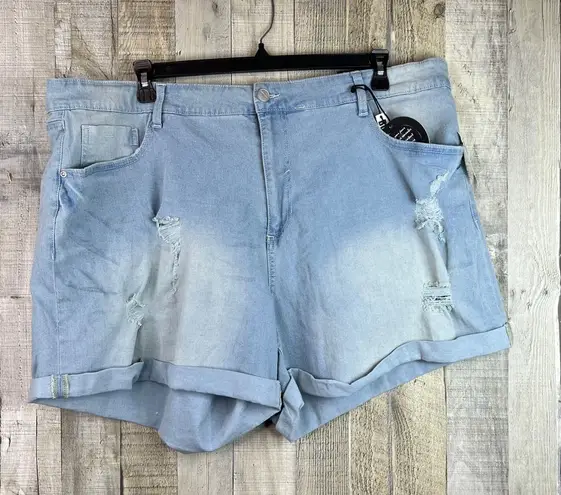 Dollhouse Size 24W Distressed With Holes Rolled Cuff Hem Light Wash Deni…