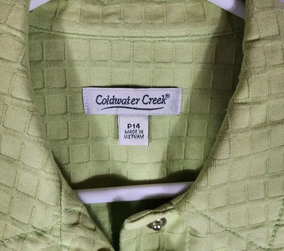 Coldwater Creek Light Green Textured Snap Front Jacket Blazer Women's Size P 14