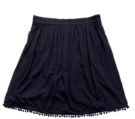 Lane Bryant  Women’s Faux Wrap Pom Pom Skirt Plus Size 24  Embroidered Black