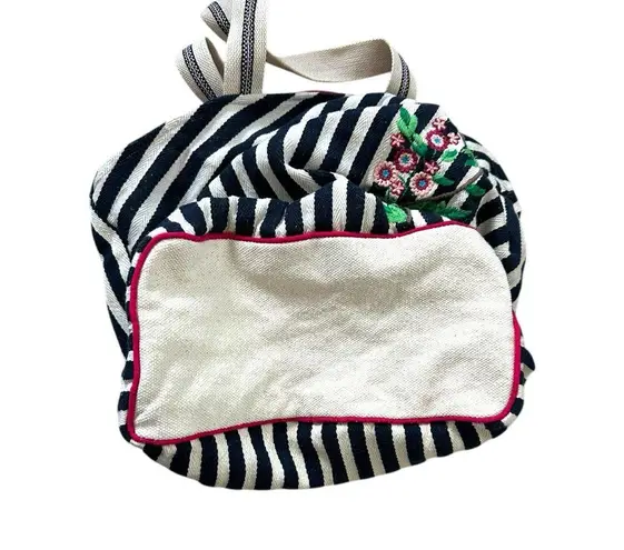 Chloe & Lex Womens Embroidered Striped Tote Floral Blue