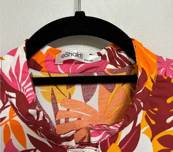 Eshakti Maxi Button Down A-Line Shirt Dress in Tropical Floral - Size M