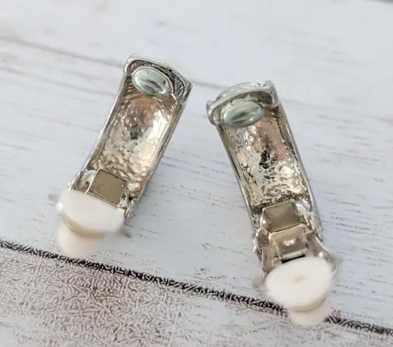 Vintage Clip On Earrings Statement Chunky Hoops Gold Tone with Lines