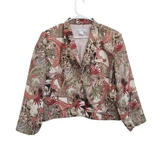 Anna And Frank Animal Print Jungle Long Sleeve Vintage Blazer Jacket Size Large Red