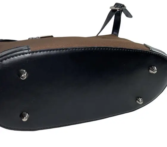 Joy Mangano Brown Bucket Purse Bag Shoulder Purse Triple Compartment u